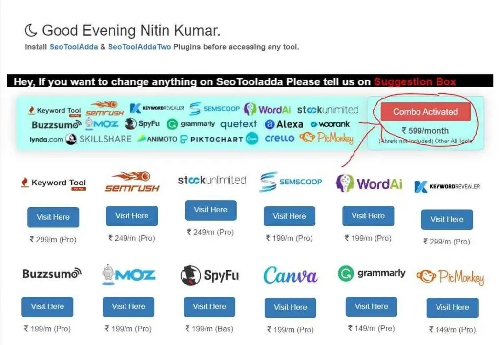 seo tool adda 30+ tools activated