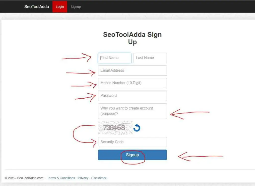 How to User Sign Up on Seo Tool Adda?